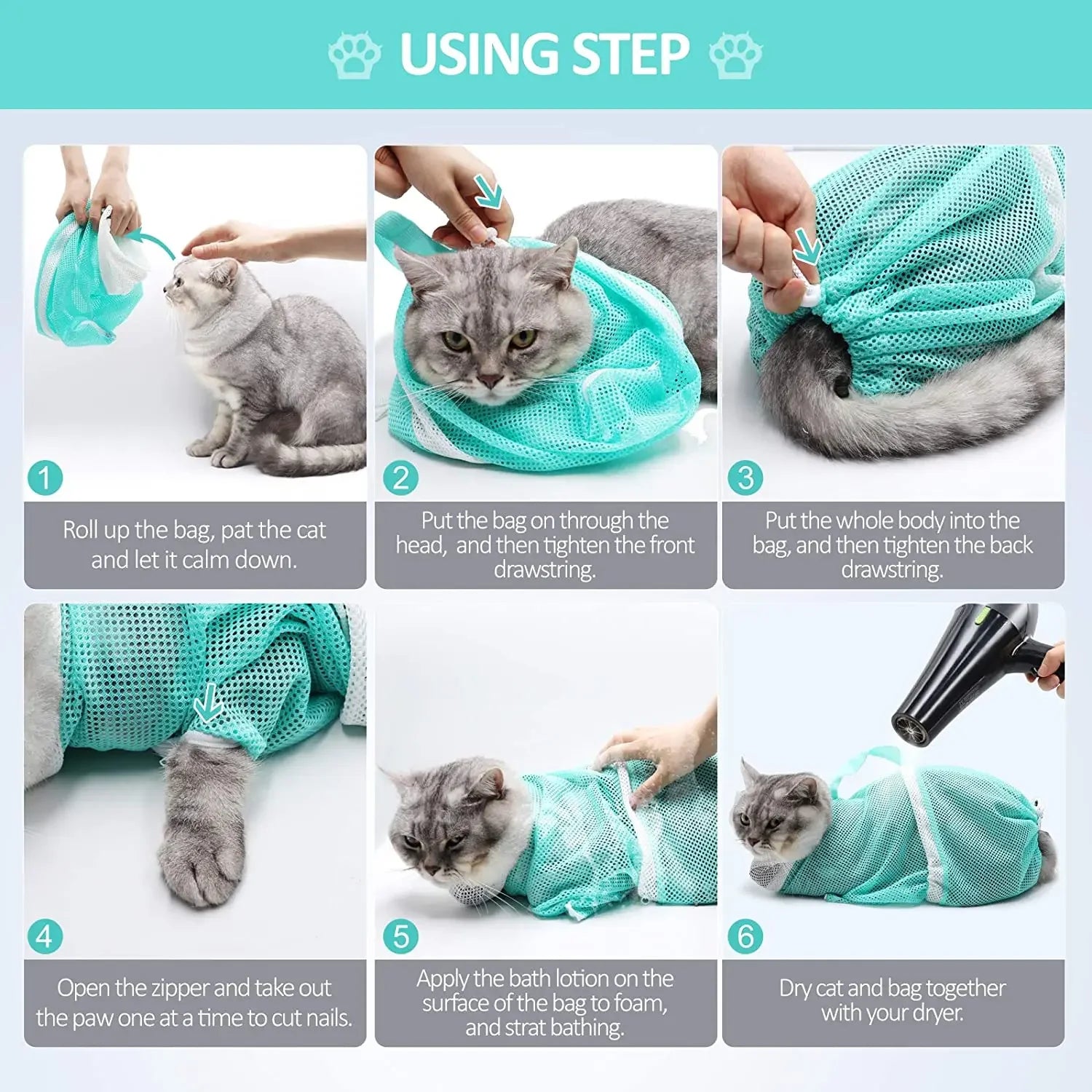 Stress-Free Cat Grooming Mesh Bag