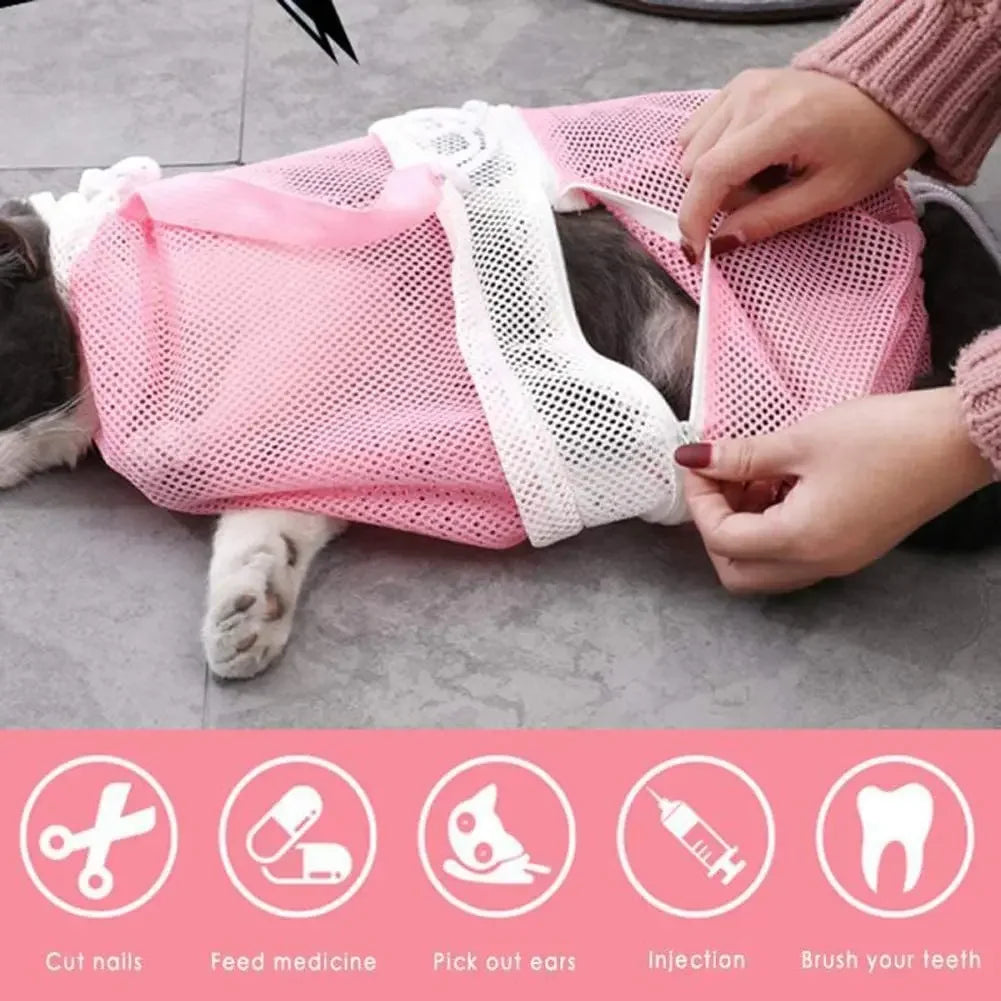 Stress-Free Cat Grooming Mesh Bag